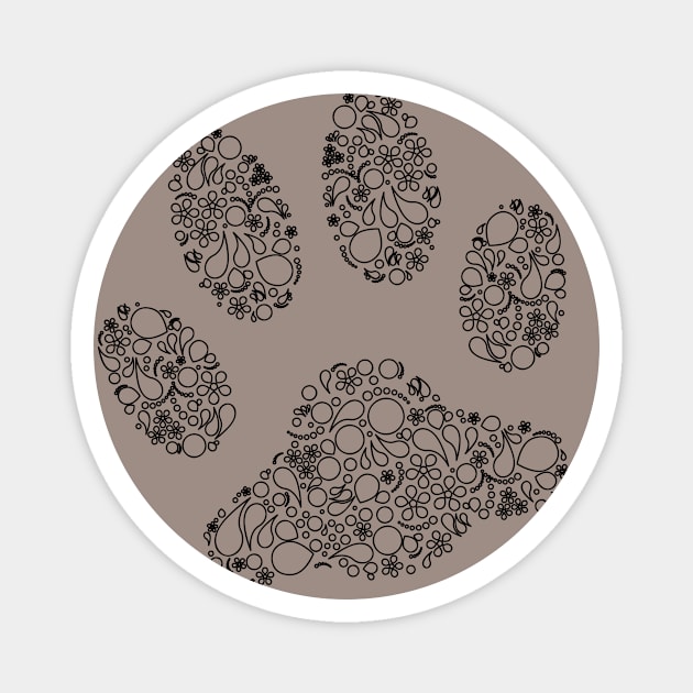 Paw Print in Modern Paisley Outline Design Magnet by amyvanmeter